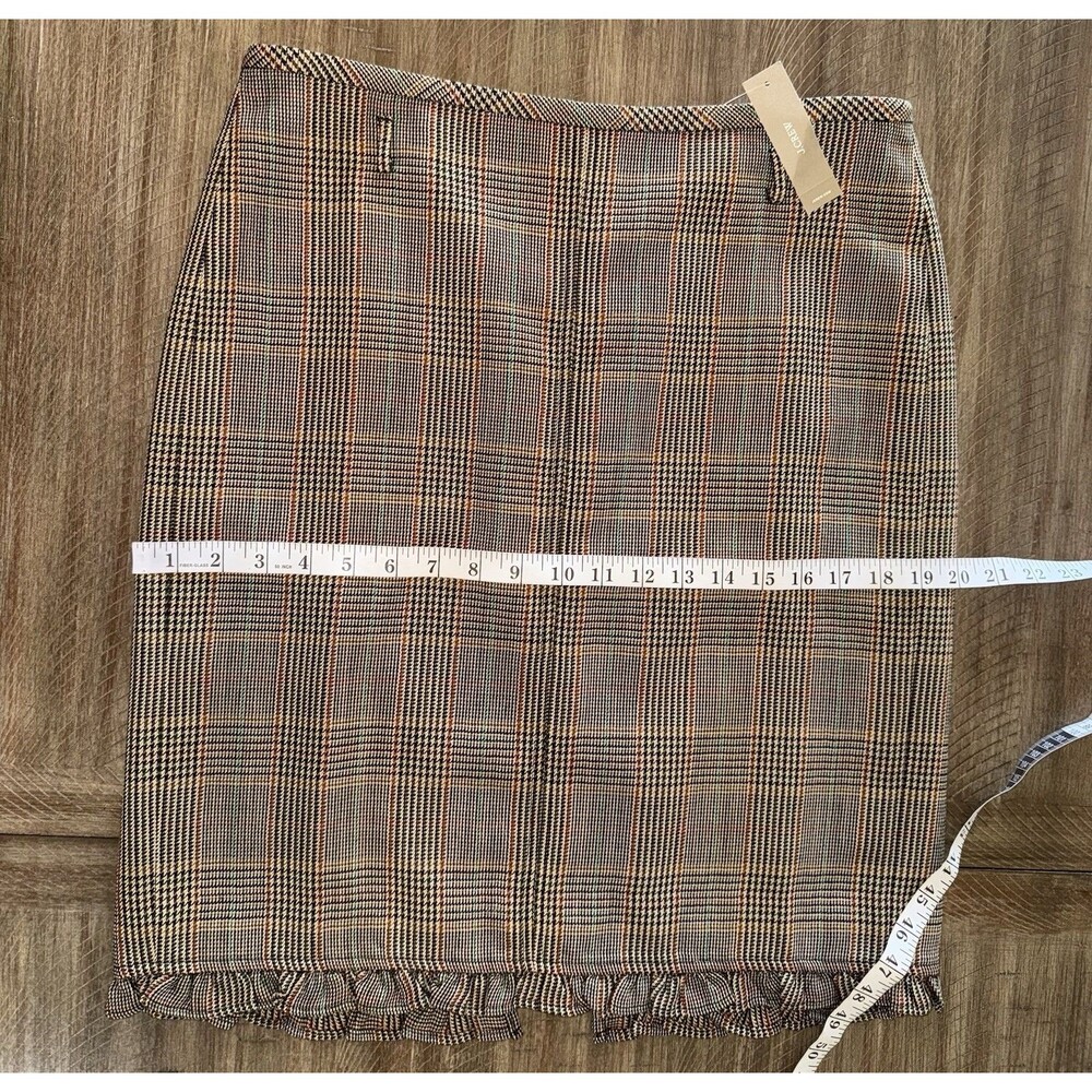 NWT J. Crew Classic Ruffle Trim Glen Plaid 100% Wool Midi Skirt Chic Size 8 NEW - Picture 9 of 16